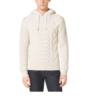 Cable-Knit Cotton-Blend Hoodie | Michael Kors