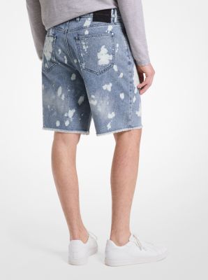 Frayed Splattered Denim Shorts image number 1