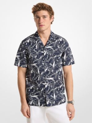 MK Hemd Aus Baumwollmischung Mit Blumenmuster - Blau