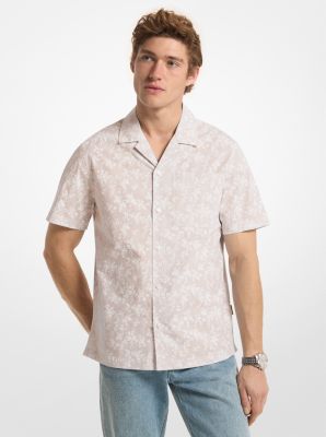 Floral Stretch Cotton Short-Sleeve Shirt