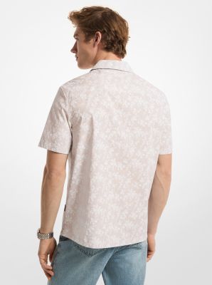 Floral Stretch Cotton Short-Sleeve Shirt