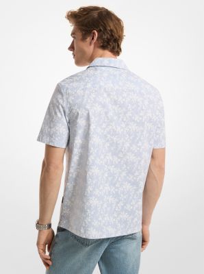 Floral Stretch Cotton Short-Sleeve Shirt