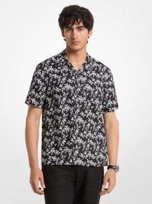 Camisa de lino con cuello cubano y estampado floral