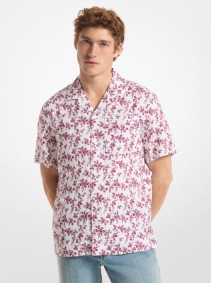 Floral Print Linen Camp Shirt