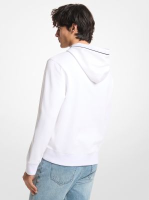 Logo Trim Cotton Blend Hoodie in WHITE | Michael Kors