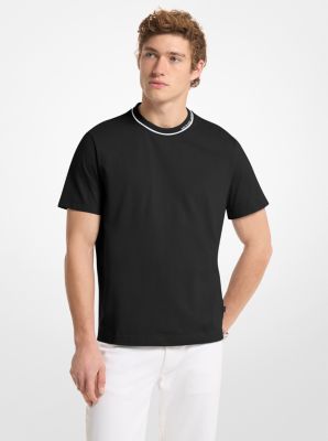 Camiseta de jersey de algod&oacute;n con ribete y logotipo in NEGRO | Michael Kors