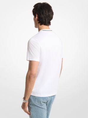 Logo Trim Cotton Jersey T-Shirt in WHITE | Michael Kors