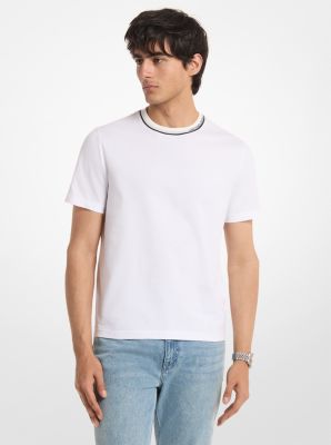 MK T-Shirt Aus Baumwoll-Jersey Mit Logodetail - Weiss