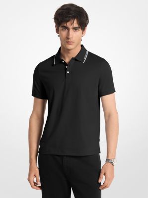 MK Poloshirt Aus Baumwoll-Jersey Mit Logodetail - Schwarz