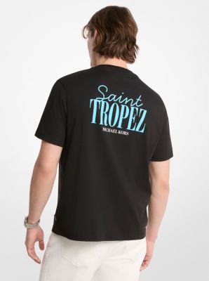 T-shirt in jersey di cotone Saint Tropez in NERO | Michael Kors