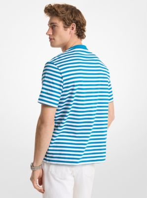 T-shirt Saint Tropez in jersey di cotone a righe in TURCHESE | Michael Kors