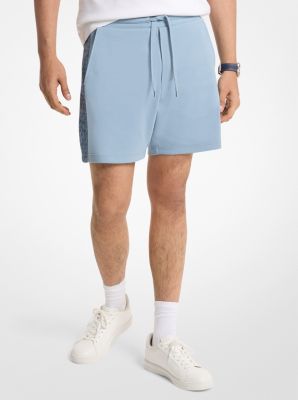 MK Shorts Aus Baumwollmischung Mit Logostreifen - Blau