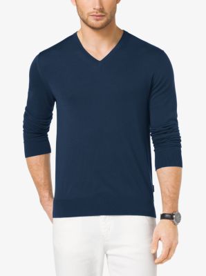 Silk and Cotton V-Neck Sweater
