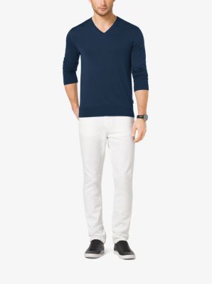 Silk and Cotton V-Neck Sweater