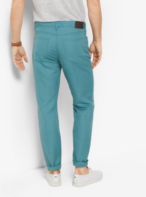Tailored/Classic-Fit Linen-Blend Five-Pocket Pants in LAGOON | Michael Kors