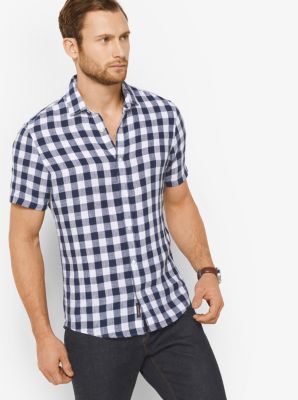 SlimFit Gingham Linen Shirt Michael Kors Canada