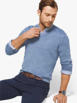 Linen and Cotton V-Neck Sweater
