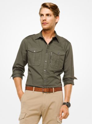 Slim-Fit Cotton Safari Shirt | Michael Kors
