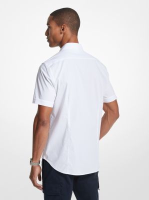 Camisa ajustada de algod&oacute;n el&aacute;stico in BLANCO | Michael Kors