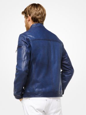 Michael kors hotsell blue leather jacket