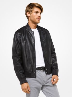 michael kors leather bomber jacket