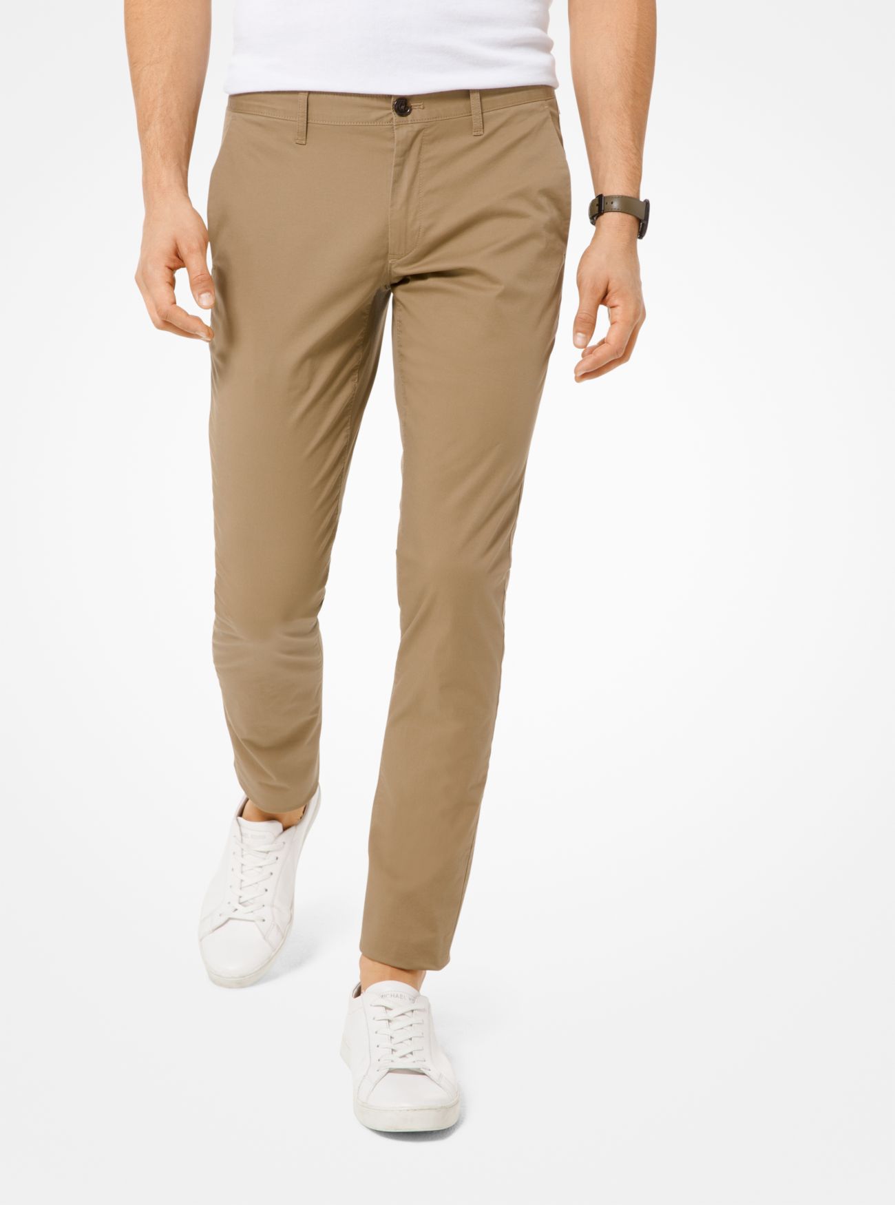 MK Skinny-Fit Stretch-Cotton Chino Trousers - Natural - Michael Kors