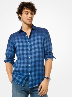 Slim-Fit Check Linen Shirt | Michael Kors
