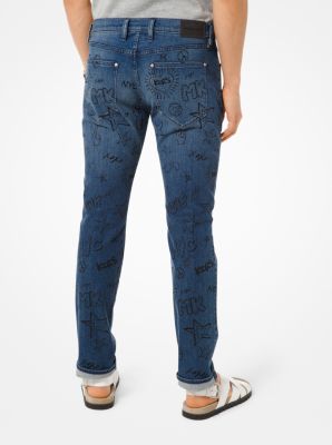Parker Slim-Fit Printed Stretch-Cotton Jeans
