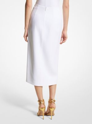 Falda de crep&eacute; sabl&eacute; doble con tajo in BLANCO INTENSO | Michael Kors