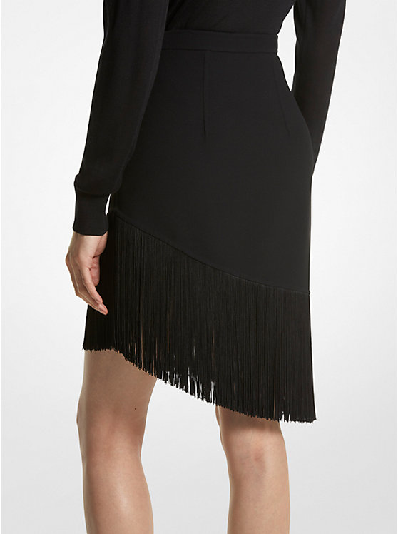 Double Faced Wool Asymmetric Fringed Skirt image number 1
