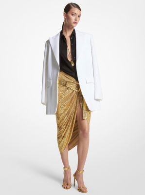 MICHAEL KORS COLLECTION Wrap-effect sequined jersey maxi skirt