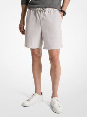 Shop Michael Kors Cotton Drawstring Shorts In Grey