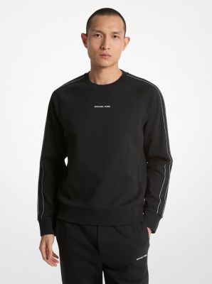 MK Logo Tape Cotton Blend Sweatshirt - Black - Michael Kors Michael Kors Mens