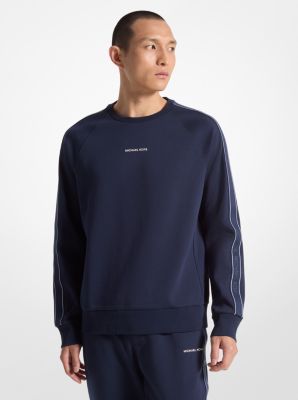 MK Logo Tape Cotton Blend Sweatshirt - Blue - Michael Kors Michael Kors Mens