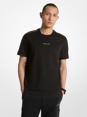 Shop Michael Kors Logo Tape Cotton T-shirt In Black