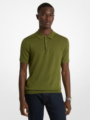 Shop Michael Kors Merino Wool Polo Shirt In Green