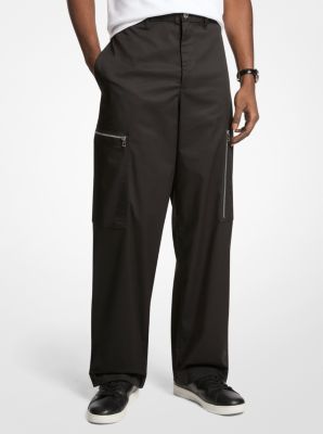 Michael Kors Wide-leg Woven Zip Cargo Pant In Black