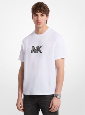 MK Grafik-T-Shirt Aus Baumwolle Mit Logo - Weiss