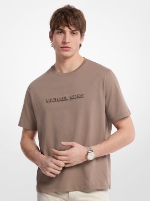 MK T-Shirt Aus Baumwoll-Jersey Mit Logoprägung - Braun