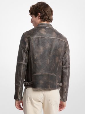 Veste de moto en cuir délavé image number 1