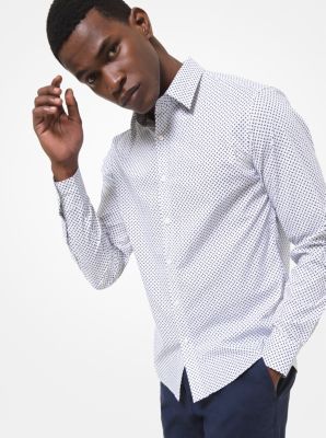 Slim-Fit Logo Initial Print Stretch Cotton Shirt