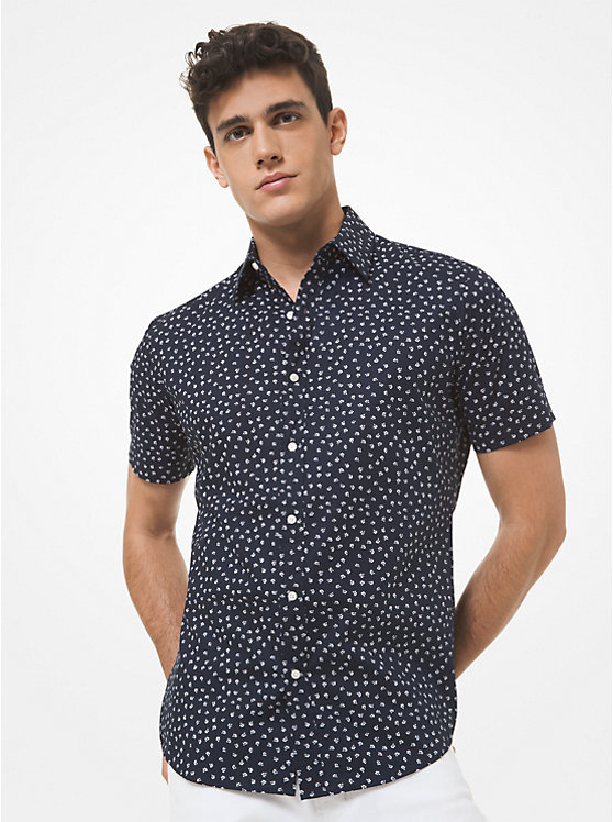 Mini Floral Stretch Cotton Short-Sleeve Shirt image number 0