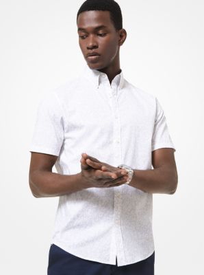 Slim-fit Camouflage Stretch Cotton Short-Sleeve Shirt | Michael Kors