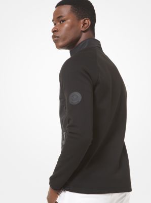 Mixed-Media Cotton Blend Track Jacket