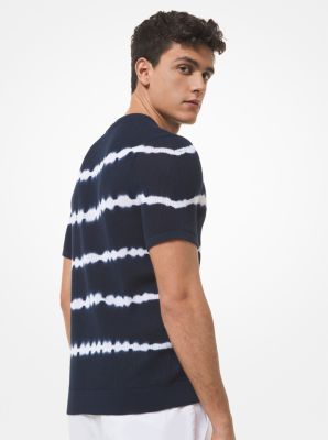 Chandail en coton c&ocirc;tel&eacute; &agrave; motif teint au n&oelig;ud et &agrave; manches courtes