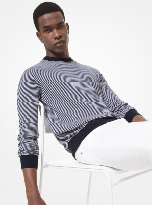 Striped Textured Cotton Sweater