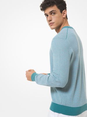 Striped Textured Cotton Sweater