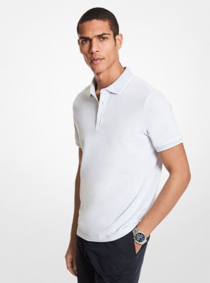 Striped Textured Cotton Polo Shirt