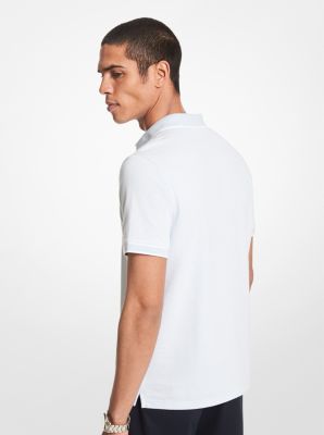 Striped Textured Cotton Polo Shirt