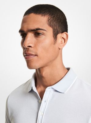 Striped Textured Cotton Polo Shirt
